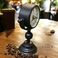 Sold By ZAIN R CREATION Table Clock for Office, Home Use - H.8.5'' L.5'' Base. 3'', Black, Iron
