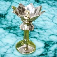 Sold By ZAIN R CREATION Decorative Lotus Diya - H.4.5'' Dia.3'' B.2.5'', Brass