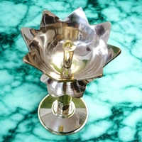 Sold By ZAIN R CREATION Decorative Lotus Diya - H.4.5'' Dia.3'' B.2.5'', Brass