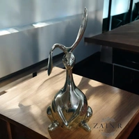 Sold By ZAIN R CREATION Rabbit Decorative Sculpture - H.14'' L.5'' W.6'', Nickel, Aluminium