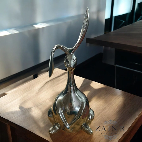 Sold By ZAIN R CREATION Rabbit Decorative Sculpture - H.14'' L.5'' W.6'', Nickel, Aluminium