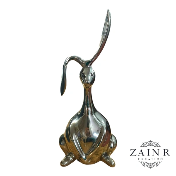 Sold By ZAIN R CREATION Rabbit Decorative Sculpture - H.14'' L.5'' W.6'', Nickel, Aluminium