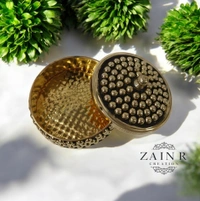 Sold By ZAIN R CREATION A Sindoor or Kumkum pot is a traditional container used to store sacred red powder - L.2.75'' H.1.57'', Polished, Brass