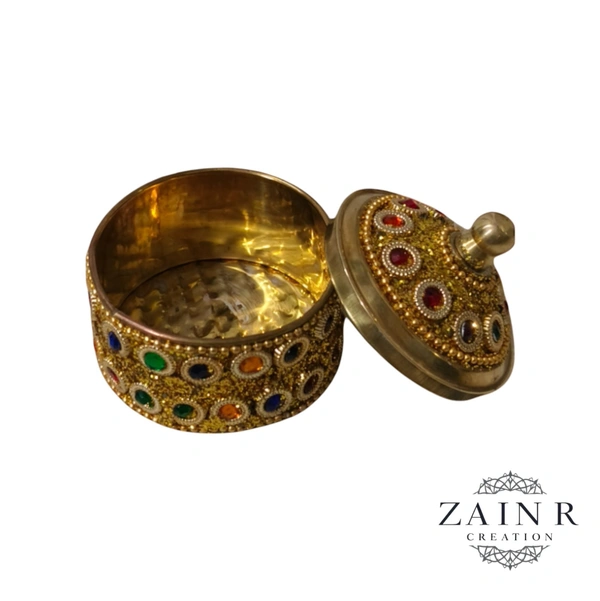 Sold By ZAIN R CREATION A Sindoor or Kumkum pot is a traditional container used to store sacred red powder - H.2'' B.2'', Brass