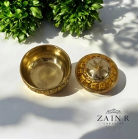 Sold By ZAIN R CREATION A Sindoor or Kumkum pot is a traditional container used to store sacred red powder - H.2'' B.2'', Brass