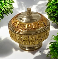 Sold By ZAIN R CREATION A Sindoor or Kumkum pot is a traditional container used to store sacred red powder - H.2'' B.2'', Brass