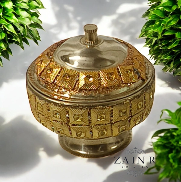 Sold By ZAIN R CREATION A Sindoor or Kumkum pot is a traditional container used to store sacred red powder - H.2'' B.2'', Brass