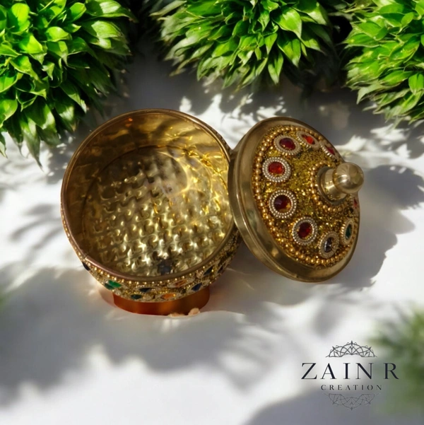 Sold By ZAIN R CREATION A Sindoor or Kumkum pot is a traditional container used to store sacred red powder - H.2'' B.2'', Brass