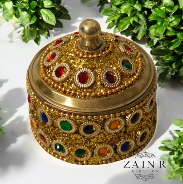 Sold By ZAIN R CREATION A Sindoor or Kumkum pot is a traditional container used to store sacred red powder - H.2'' B.2'', Brass