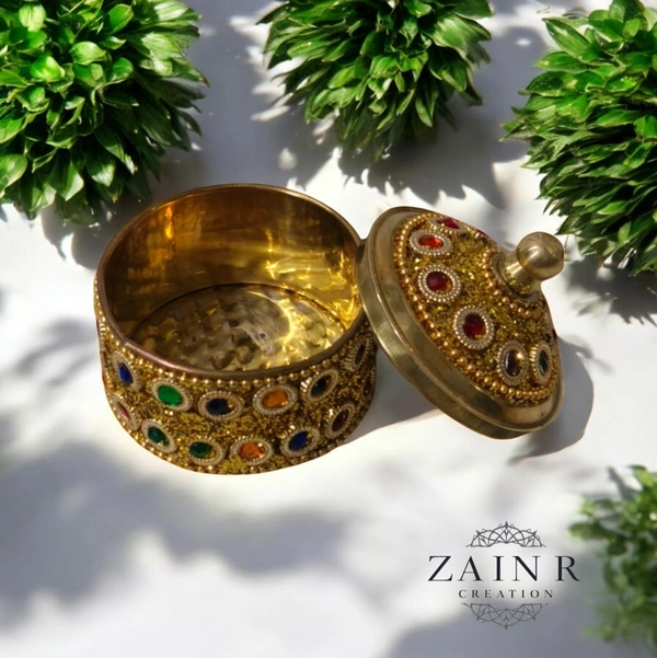 Sold By ZAIN R CREATION A Sindoor or Kumkum pot is a traditional container used to store sacred red powder - H.2'' B.2'', Brass
