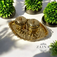 Sold By ZAIN R CREATION Spillbox Traditional Brass Kumkum/Sindoor Box holder for puja Thali- sangu with bowl Brass - L.5.5'' W.4'' H.1.77'', Polished, Brass