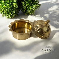 Sold By ZAIN R CREATION A Sindoor or Kumkum pot is a traditional container used to store sacred red powder - H.2'' B.2'', Brass, Brass