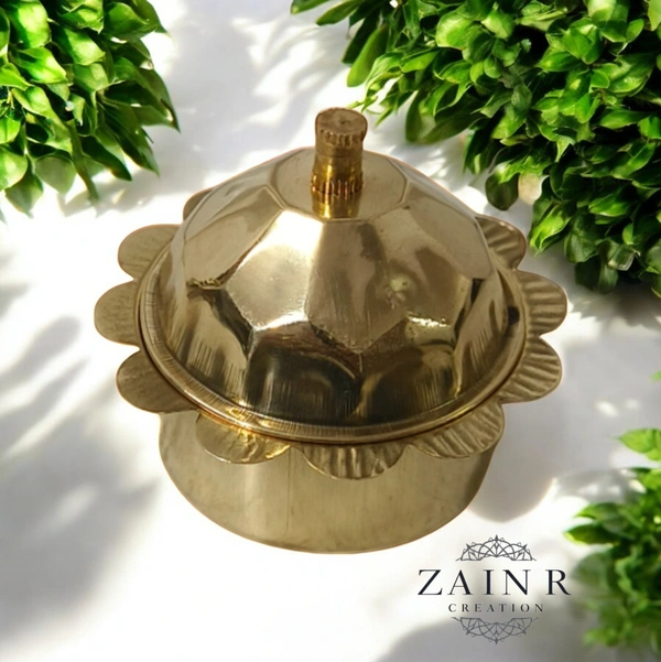 Sold By ZAIN R CREATION A Sindoor or Kumkum pot is a traditional container used to store sacred red powder - H.2'' B.2'', Brass, Brass