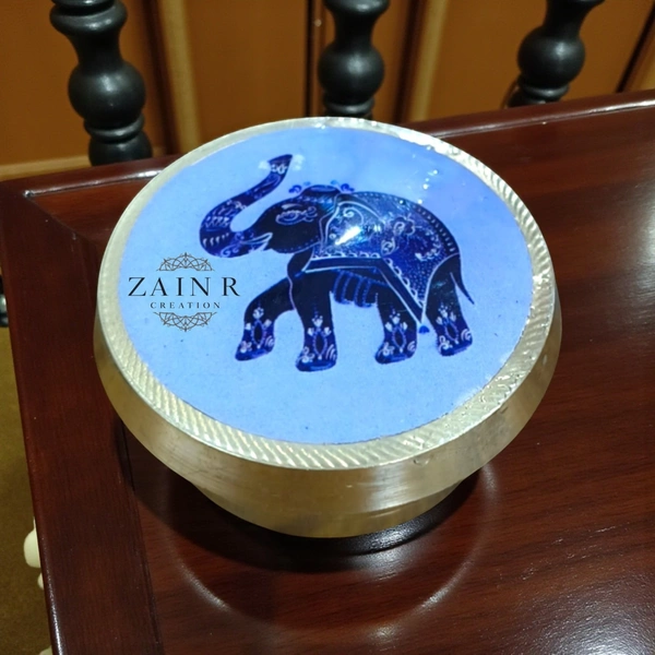 Sold By ZAIN R CREATION Brass Sindoor Box - L.1.77'' H.1'' B.1.57'', Polished, Brass