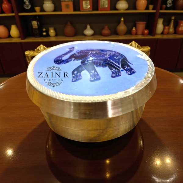 Sold By ZAIN R CREATION Brass Sindoor Box - L.1.77'' H.1'' B.1.57'', Polished, Brass