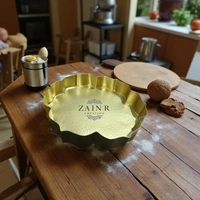 Sold By ZAIN R CREATION Etching Design Urli - DIA.9'' H.1.25'', Gold, Iron