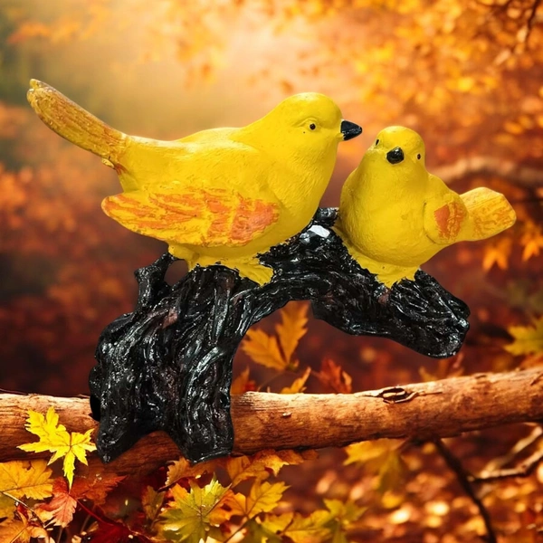 Sold By ZAIN R CREATION Birds Sitting on Branch - L.8.5'' H.5'' B.2'', Yellow, Polyresin