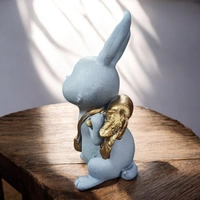 Sold By ZAIN R CREATION Rabbit With Carrot Showpiece for Home Decor - H.7'' L.4'' B.3'', Polyresin