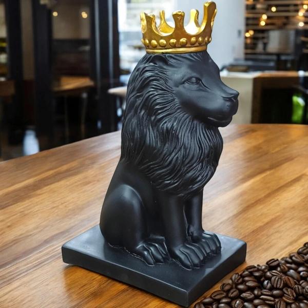 Sold By ZAIN R CREATION Lion King Sculpture Table Accents Black - Polyresin