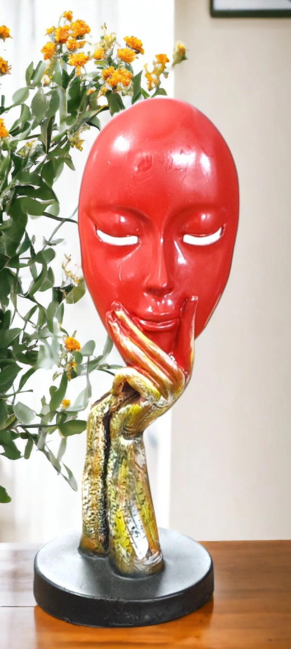 Sold By ZAIN R CREATION Lady Face for Home Decor - H.10.5'' B.4'', Red, Polyresin