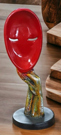 Sold By ZAIN R CREATION Lady Face for Home Decor - H.10.5'' B.4'', Red, Polyresin