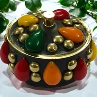 Sold By ZAIN R CREATION A Sindoor or Kumkum pot is a traditional container used to store sacred red powder - H.2'' B.2'', Brass