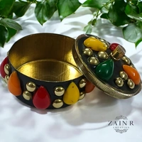 Sold By ZAIN R CREATION A Sindoor or Kumkum pot is a traditional container used to store sacred red powder - H.2'' B.2'', Brass