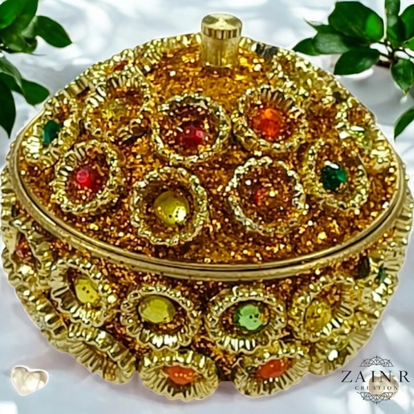 Sold By ZAIN R CREATION A Sindoor or Kumkum pot is a traditional container used to store sacred red powder - H.2'' B.2'', Brass