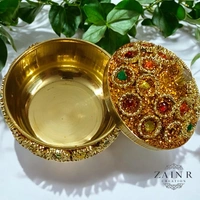 Sold By ZAIN R CREATION A Sindoor or Kumkum pot is a traditional container used to store sacred red powder - H.2'' B.2'', Brass
