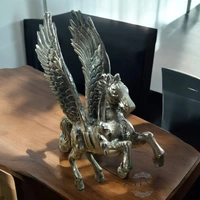Sold By ZAIN R CREATION Decorative Flying Horse Angel Home Office Showpiece - H.12'' L.10'' W.3'', Nickel, Aluminium