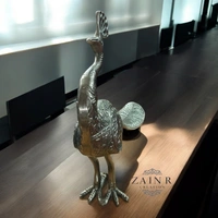 Sold By ZAIN R CREATION Decorative Peacock Sculptures - L.16'' H.15'' W.4'', Nickel, Aluminium