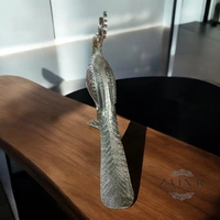Sold By ZAIN R CREATION Decorative Peacock Sculptures - L.16'' H.15'' W.4'', Nickel, Aluminium
