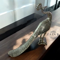 Sold By ZAIN R CREATION Decorative Peacock Sculptures - L.16'' H.15'' W.4'', Nickel, Aluminium