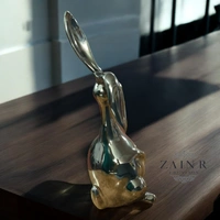 Sold By ZAIN R CREATION Rabbit Decorative Sculpture - H.14'' L.5'' W.6'', Nickel, Aluminium