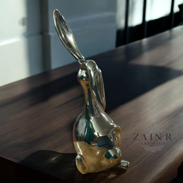 Sold By ZAIN R CREATION Rabbit Decorative Sculpture - H.14'' L.5'' W.6'', Nickel, Aluminium