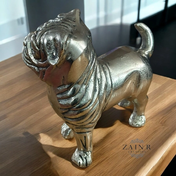 Sold By ZAIN R CREATION Decorative Sculptures of Standing Pug Dogs - L.7.5'' H.7'' W.3'', Nickel, Aluminium