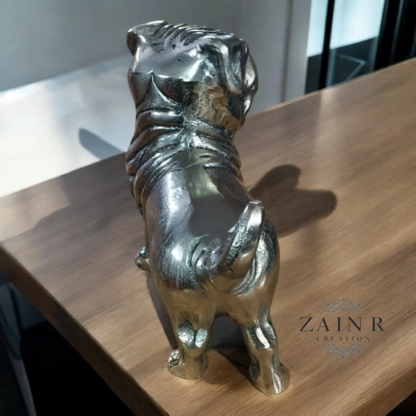 Sold By ZAIN R CREATION Decorative Sculptures of Standing Pug Dogs - L.7.5'' H.7'' W.3'', Nickel, Aluminium