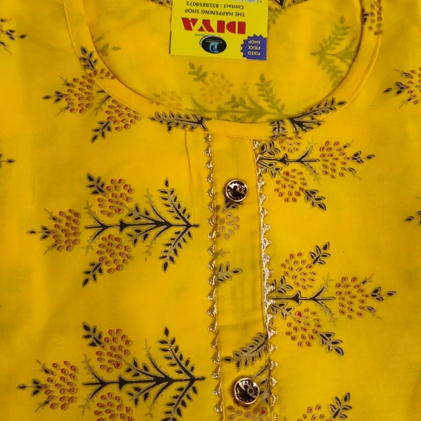 Skrit Kurti With Duptta - Free Size, Yellow 🟡 Cream