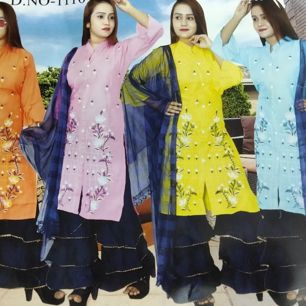 Plazo Set - Orange 🍊 and Nevy Blue, Free Size