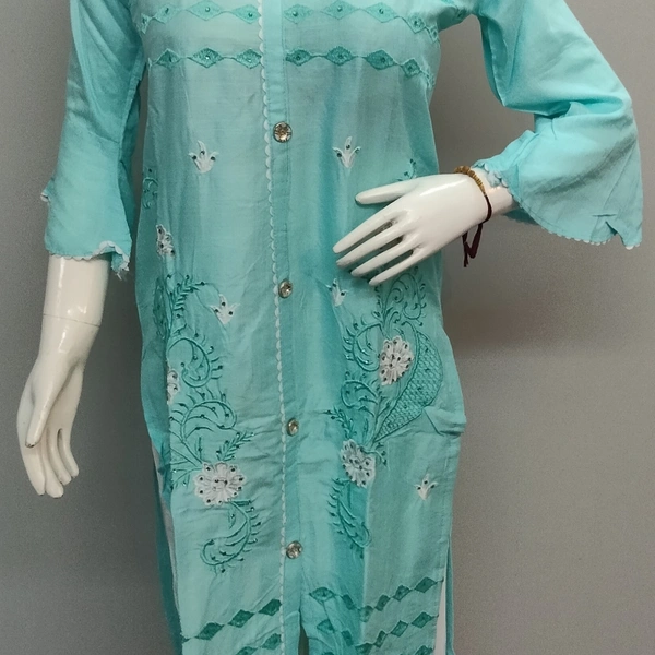 Plazo Set - Sky blue 🔵 & Cream, Free Size