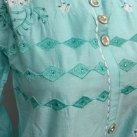 Plazo Set - Sky blue 🔵 & Cream, Free Size