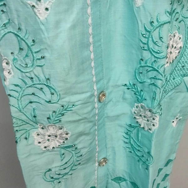 Plazo Set - Sky blue 🔵 & Cream, Free Size