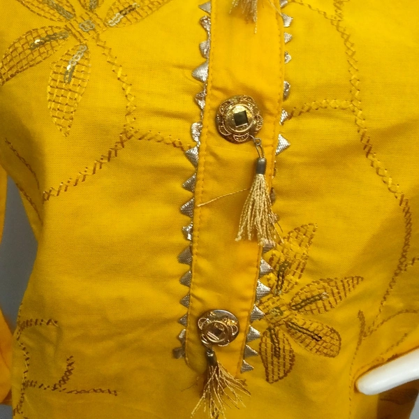 Sharara Set With Duptta - Yellow 🟡 Sharara set with Golden Duptta, Free Size