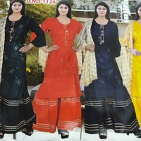 Sharara Set With Duptta - ♥️ Red with Golden Duptta, Free Size