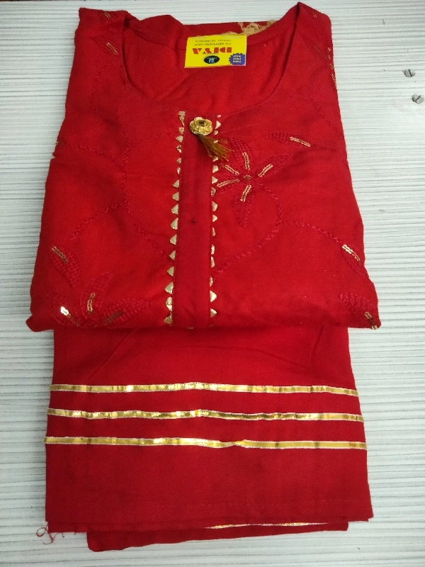 Sharara Set With Duptta - ♥️ Red with Golden Duptta, Free Size