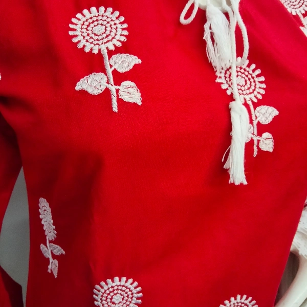 Sharara Set With Duptta - Red ♥️ & Cream, Free Size