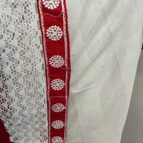 Sharara Set With Duptta - Red ♥️ & Cream, Free Size