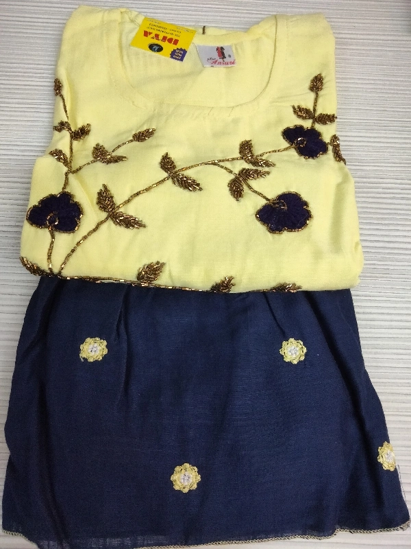 Sharara Set - Lemon 🍋 & Nevy Blue, Free Size