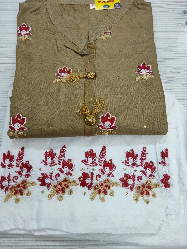 Plazo Set - Veg Cheku & Cream Plazo, Free Size