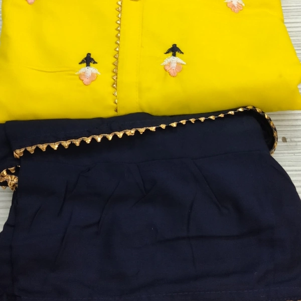 Plazo Set - Yellow 🟡 & Blue, Free Size